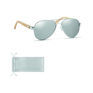 Zilvere Piloten zonnebril | Bamboe | UV400
