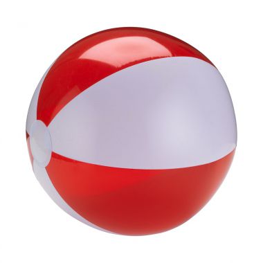 Wit / rood Strandbal | Gekleurd | 30 cm